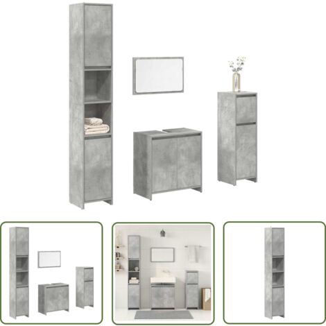 vidaXL Ensemble de meubles de salle de bain 4 pcs gris béton