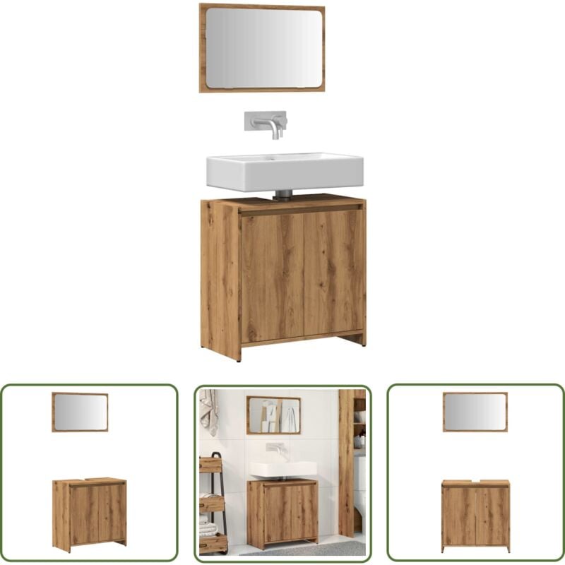 The Living Store - vidaXL Ensemble de meubles salle de bain 2 pcs bois d'ingénierie