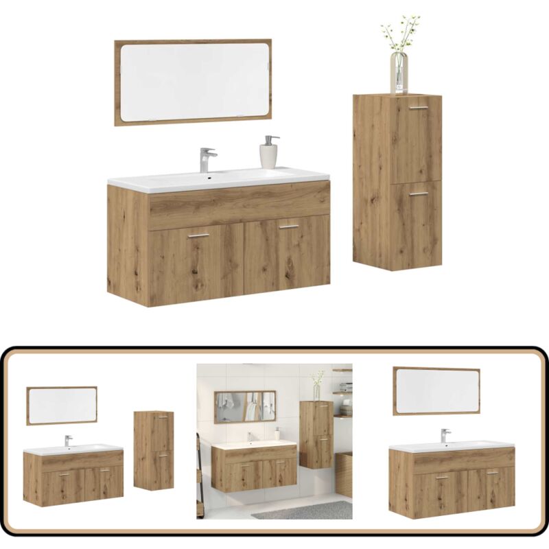 Vidaxl - Ensemble de meubles salle de bain 3 pcs bois d'ingénierie