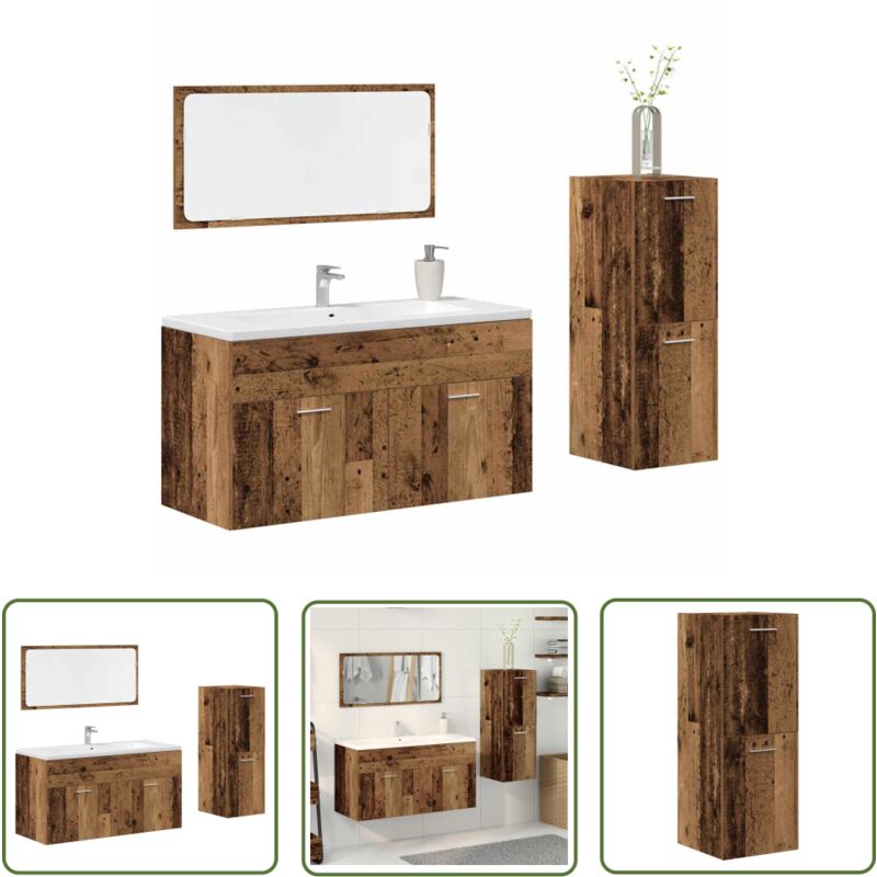 The Living Store - vidaXL Ensemble de meubles salle de bain 3 pcs bois d'ingénierie