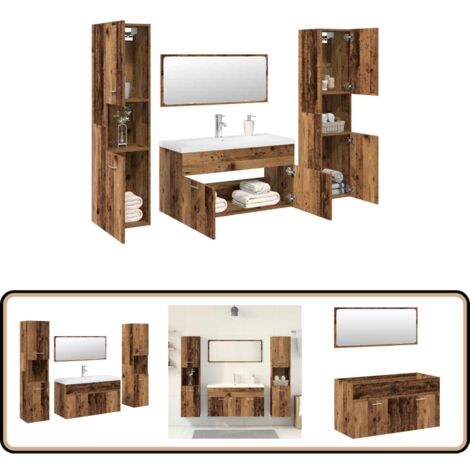 vidaXL Ensemble de meubles salle de bain 5 pcs bois d'ingénierie