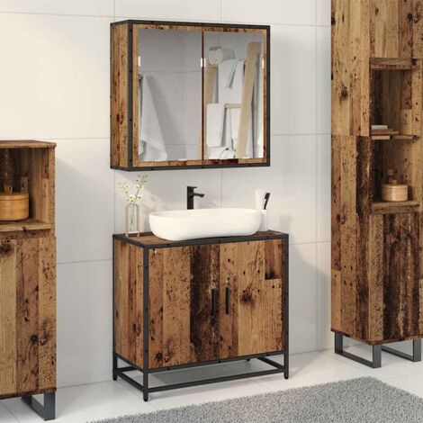 vidaXL Ensemble de mobilier de salle de bain 2 pcs Bois Ancien