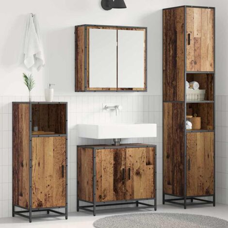 vidaXL Ensemble de mobilier de salle de bain 3 pcs Bois Ancien