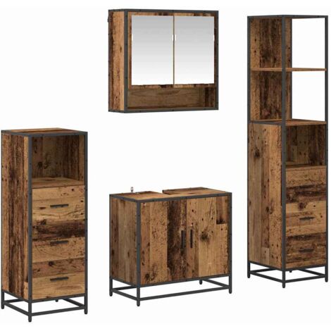 vidaXL Ensemble de mobilier de salle de bain 4 pcs Bois Ancien