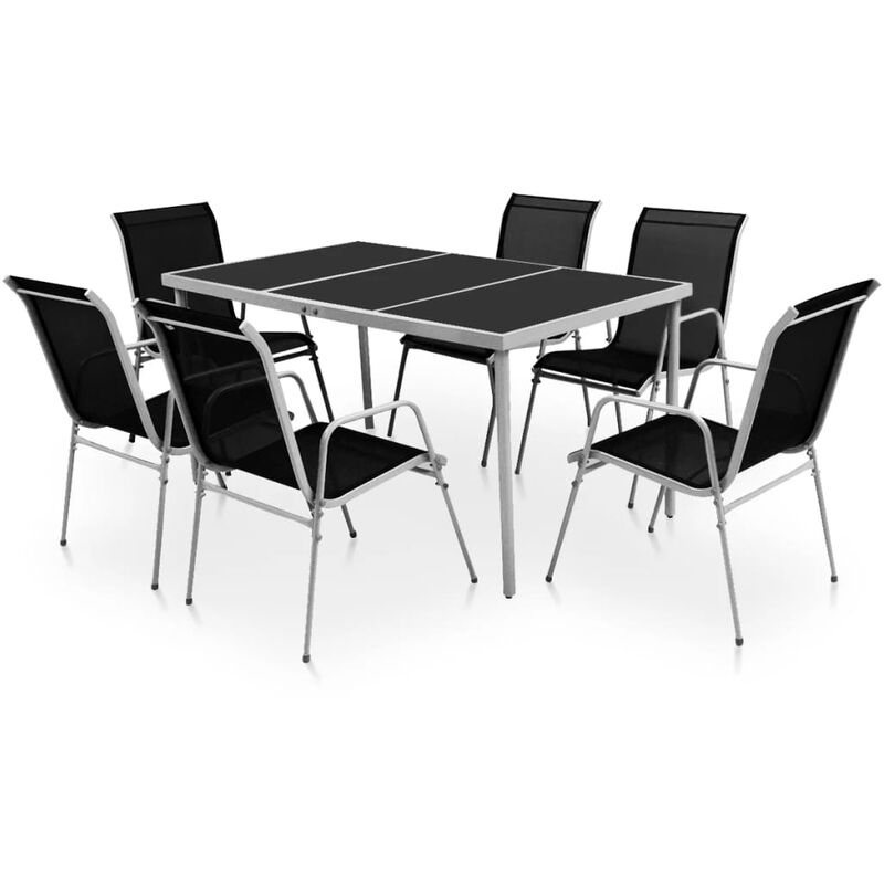 Vidaxl - Ensemble à manger d'extérieur 7 pcs Acier Noir