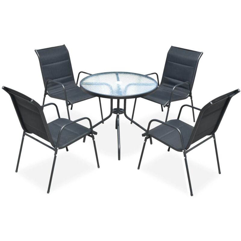 Mobilier de salle à manger d'extérieur 5 pcs Acier Noir