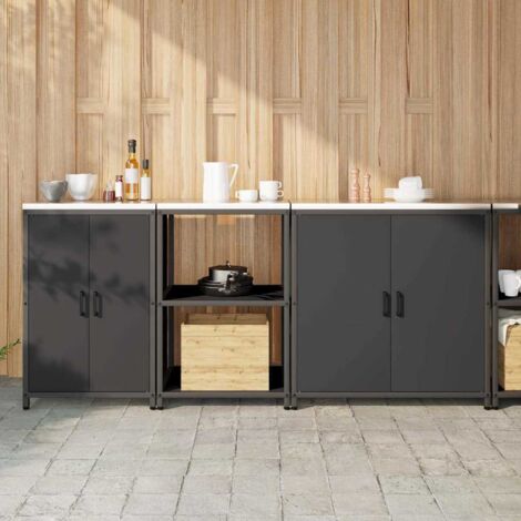 vidaXL Ensemble de rangement cuisine HATTEM 3 pcs Noir