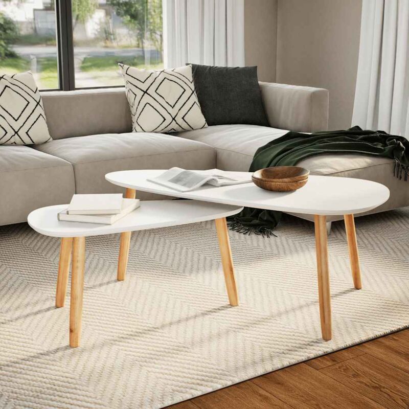 Vidaxl - Ensemble de tables basses 2 pcs Bois de pin massif Blanc