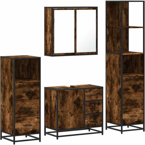 vidaXL Ensemble meubles salle de bain 4 pcs chêne fumé bois ingénierie