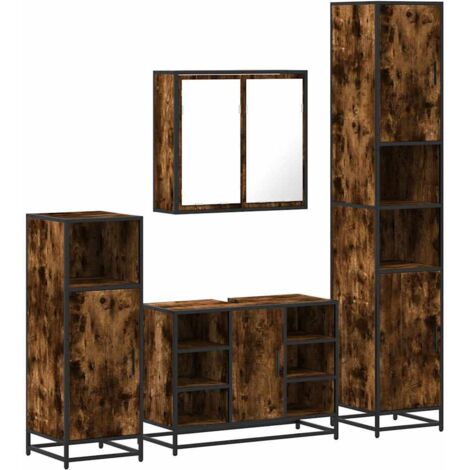 vidaXL Ensemble meubles salle de bain 4 pcs chêne fumé bois ingénierie