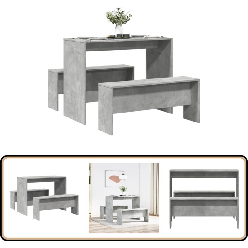 Ensemble table à manger et bancs 3 pcs bois d'ingénierie - Vidaxl