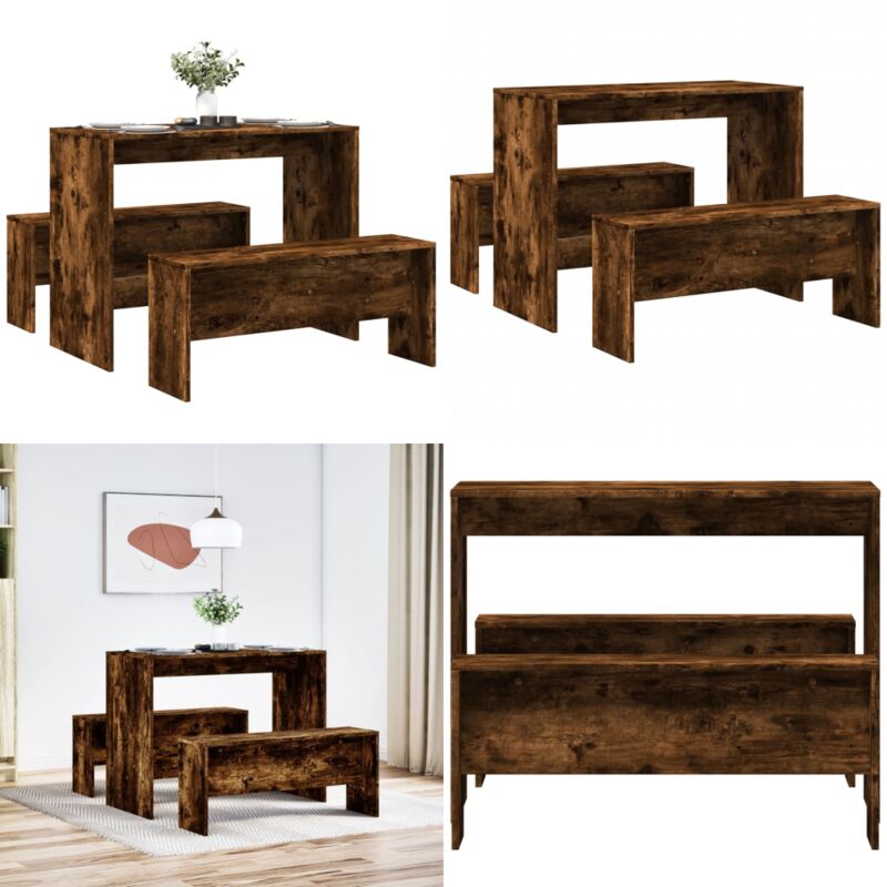 vidaXL Ensemble table à manger et bancs 3 pcs bois d'ingénierie