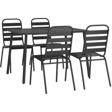 Vidaxl – Ensemble table et chaises de jardin 5 pcs – Acier anthracite traité – Chaises empilables – Table 110x80 cm pour repas en extérieur