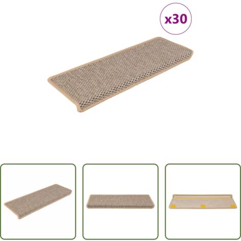 vidaXL Escalera -  Alfombra autoadhesiva escalera sisal 30 uds beige claro