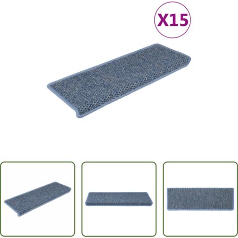 vidaXL Escalera azul -  Alfombrilla autoadhesiva escalera sisal 15 uds azul 65x21x4 cm