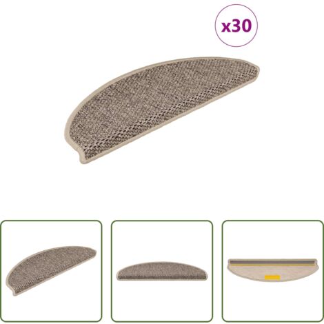 vidaXL Escalera con alfombra -  Alfombra autoadhesiva escalera sisal 30 uds beige oscuro