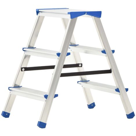 vidaXL Escalera de aluminio doble cara 3 peldaños 67 cm