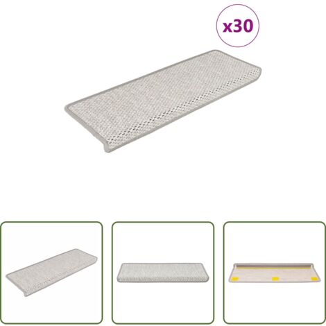 vidaXL Escalera sisal -  Alfombra autoadhesiva escalera sisal 30 uds 65x21x4 cm Platina