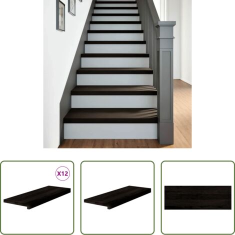 vidaXL Escalones de roble -  Peldaños de escalera 12 uds madera maciza roble marrón oscuro