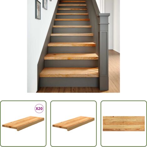 vidaXL Escalones de roble -  Peldaños de escalera 20 uds madera maciza roble marrón claro