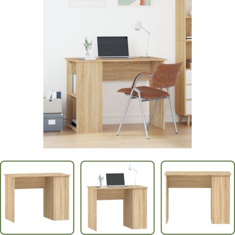 vidaXL Escritorio con estantes -  Escritorio de madera contrachapada roble Sonoma 100x55x75 cm