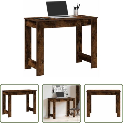 vidaXL Escritorio de estudio -  Escritorio de madera contrachapada roble ahumado 100x45x75 cm