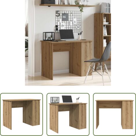 vidaXL Escritorio de estudio -  Escritorio de madera de ingeniería roble artesano 100x55x75 cm