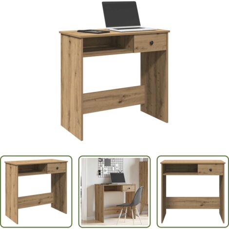 vidaXL Escritorio de estudio -  Escritorio de madera de ingeniería roble artesano 80x40x75 cm