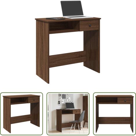 vidaXL Escritorio de estudio -  Escritorio de madera de ingeniería roble marrón 80x40x75 cm