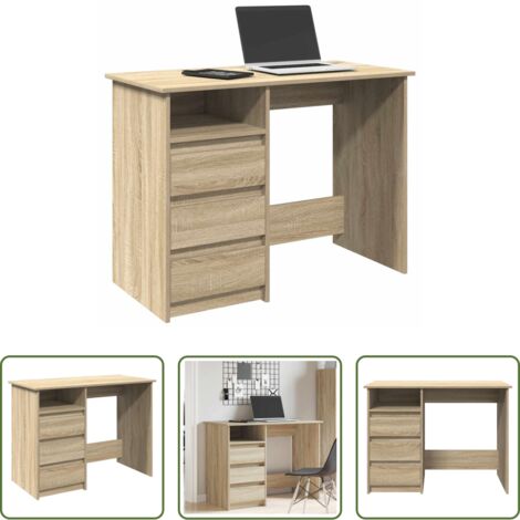 vidaXL Escritorio de estudio -  Escritorio de madera de ingeniería roble Sonoma 102x50x75 cm