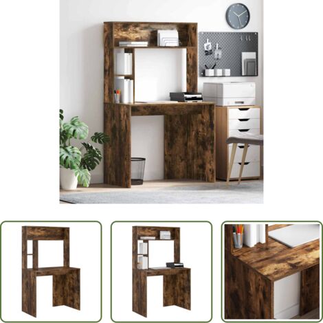 vidaXL Escritorio de estudio -  Escritorio Roble ahumado 91 x 50 x 149 cm Madera de ingeniería