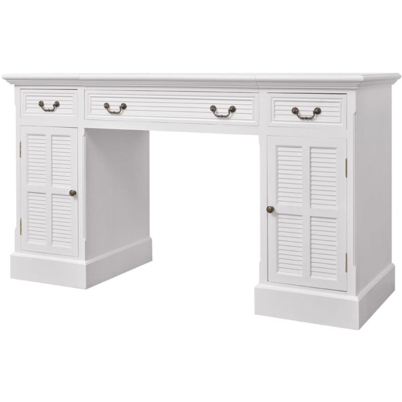 

Escritorio de pedestal doble blanco 140x48x80 cm - Blanco - Vidaxl