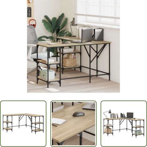 vidaXL Escritorio en forma de L -  Escritorio madera de ingeniería roble Sonoma 139x139x75 cm