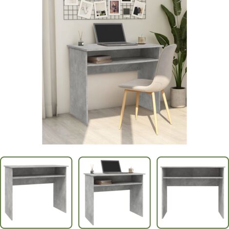 vidaXL Escritorio gris hormigón -  Escritorio de madera contrachapada gris hormigón 90x50x74 cm