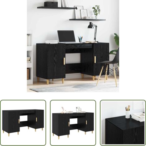 vidaXL Escritorio industrial -  Escritorio Roble Negro 140 x 50 x 75 cm Madera contrachapada