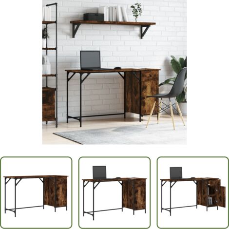 vidaXL Escritorio ordenador -  Escritorio ordenador madera ingeniería roble humo 131x48x75 cm