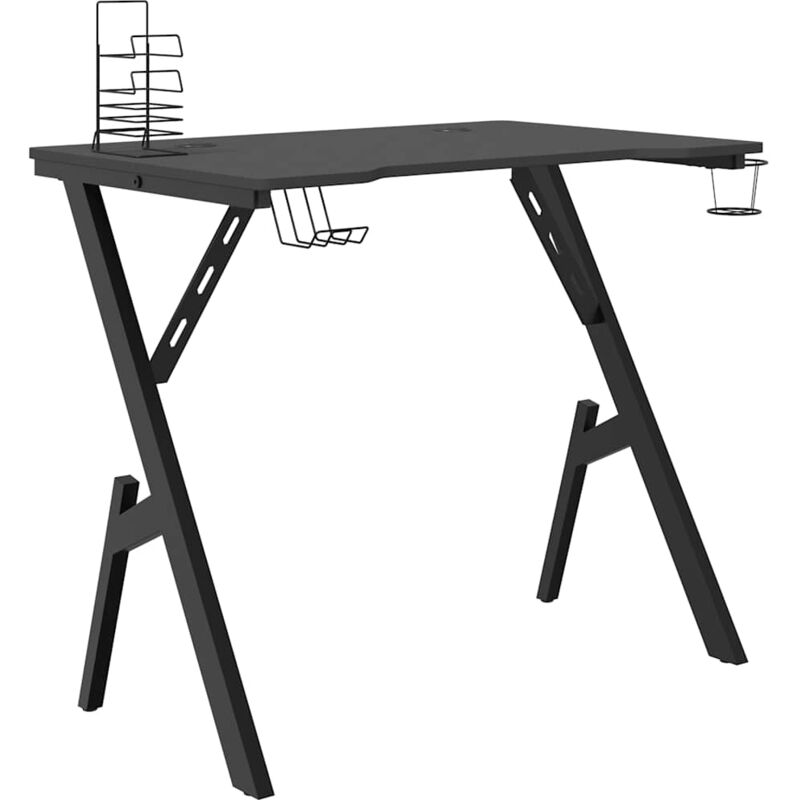 

vidaXL Escritorio para juegos con patas en forma Y negro 90x60x75 cm - Negro