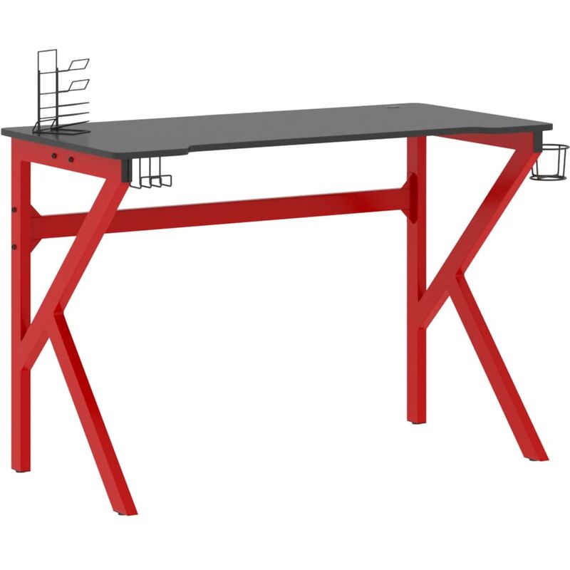 

vidaXL Escritorio para juegos con patas forma K negro rojo 110x60x75cm - Negro