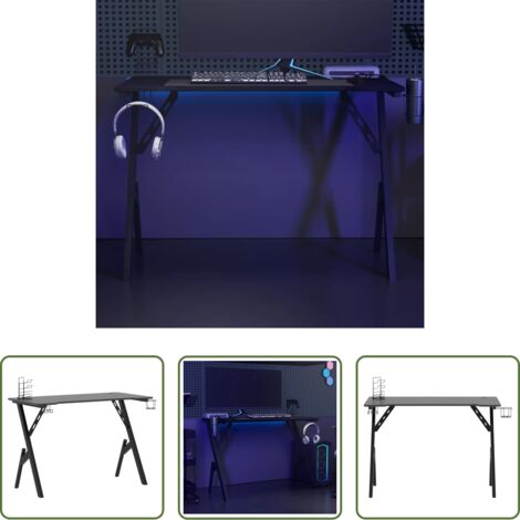 vidaXL Escritorio para juegos -  Escritorio gaming con patas en forma de Y negro 110x60x75 cm
