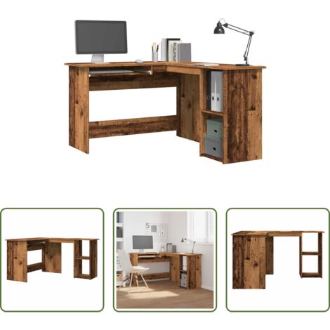 vidaXL Escritorio para ordenador -  Escritorio de esquina madera contrachapada madera vieja