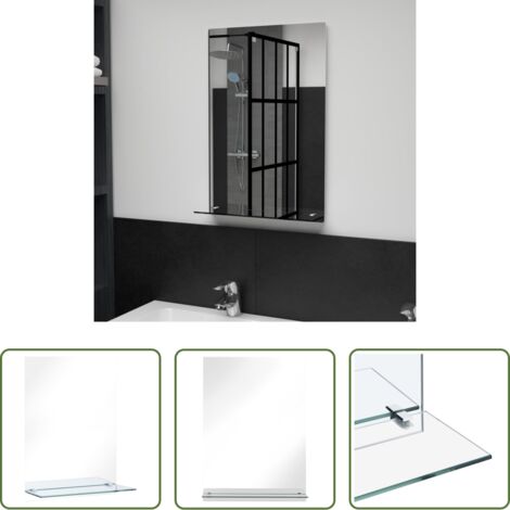vidaXL Espejo con estante -  Espejo de pared con estante de vidrio templado 40x60 cm