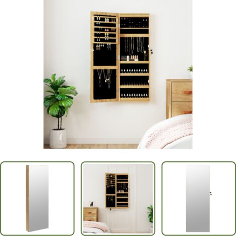 vidaXL Espejo con luces LED -  Espejo con joyero y luces LED para pared