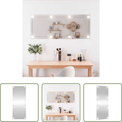 vidaXL Espejo con luz LED -  Espejo de pared rectangular con luces LED vidrio 40x100 cm