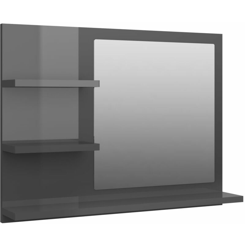 

Espejo de baño aglomerado gris brillante 60x10,5x45 cm - Gris - Vidaxl