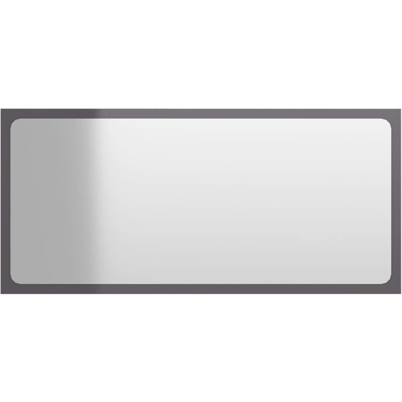 

vidaXL Espejo de baño aglomerado gris brillante 80x1,5x37 cm - Gris