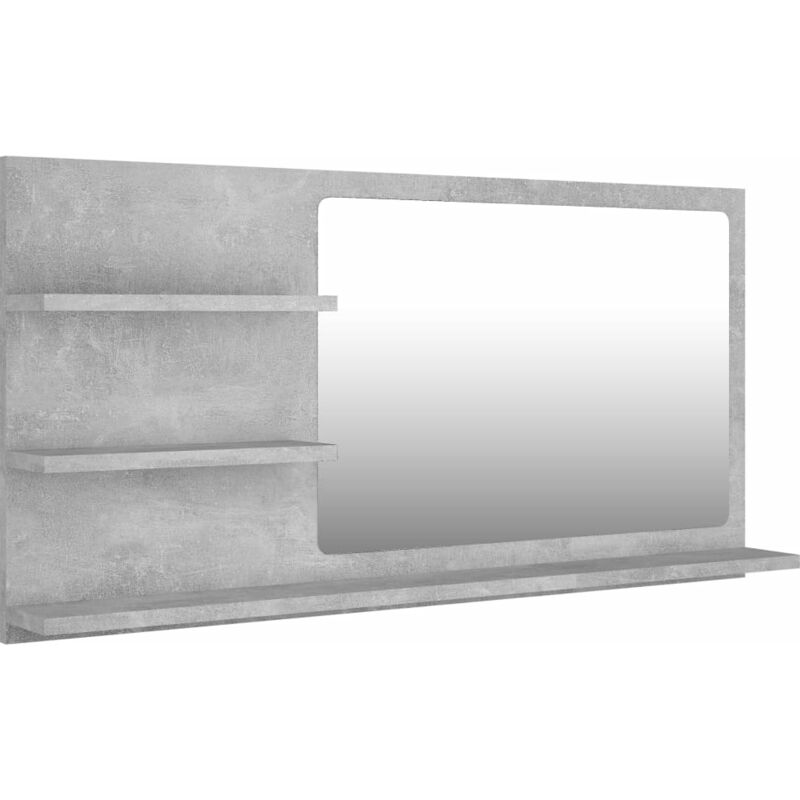 

vidaXL Espejo de baño aglomerado gris hormigón 90x10,5x45 cm - Gris