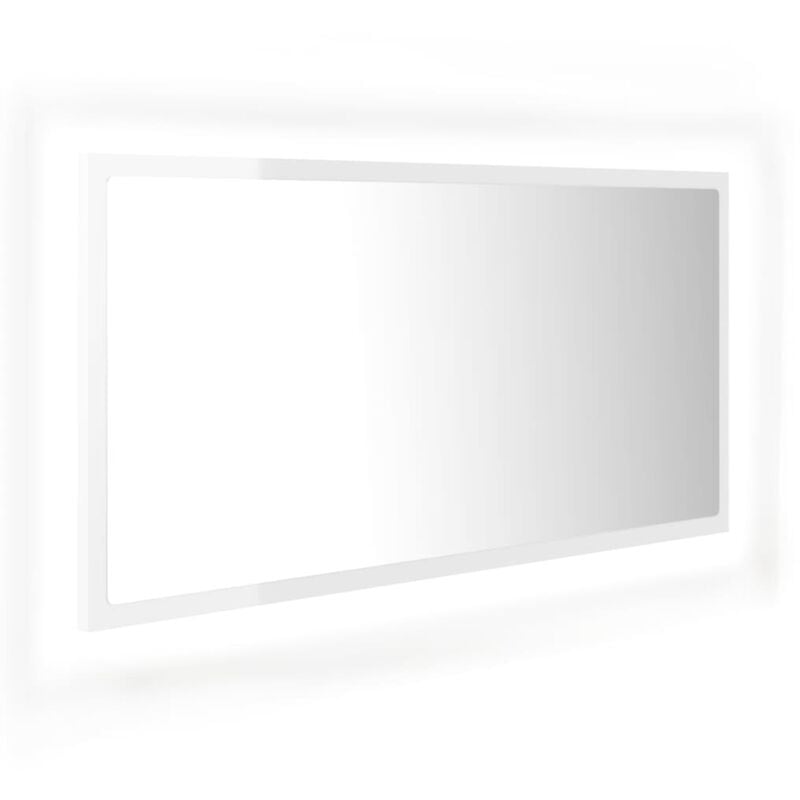 

vidaXL Espejo de baño con LED aglomerado blanco brillante 90x8,5x37 cm - Blanco