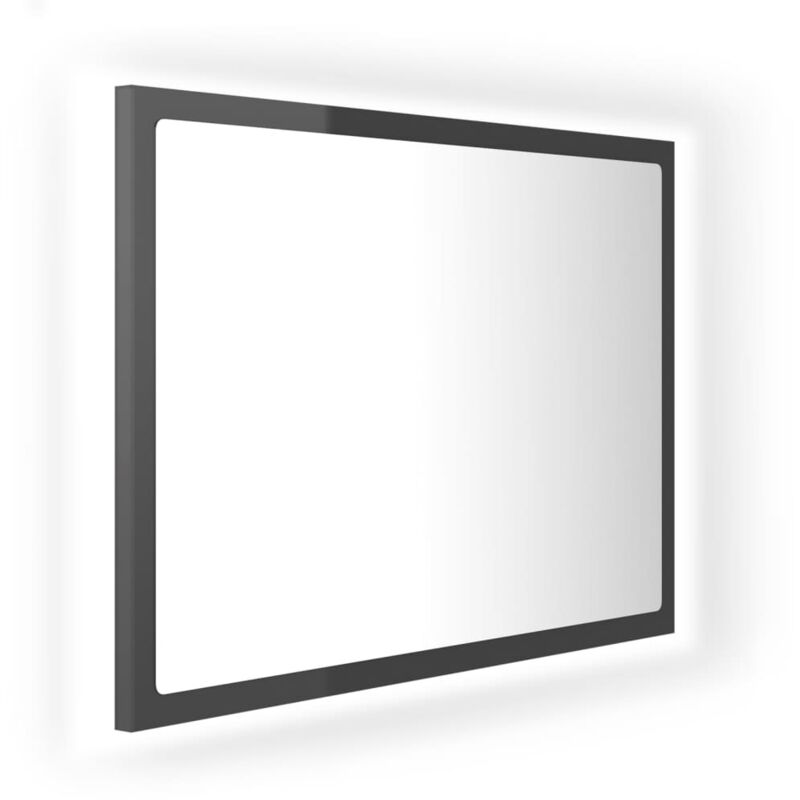 

vidaXL Espejo de baño con LED aglomerado gris brillante 60x8,5x37 cm - Gris