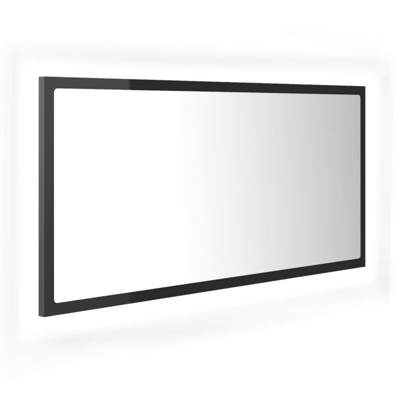 

vidaXL Espejo de baño con LED aglomerado gris brillante 90x8,5x37 cm - Gris