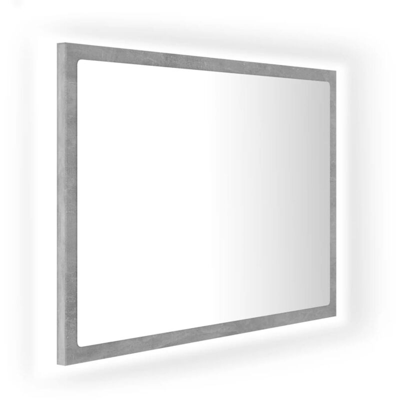 

vidaXL Espejo de baño con LED aglomerado gris hormigón 60x8,5x37 cm - Gris